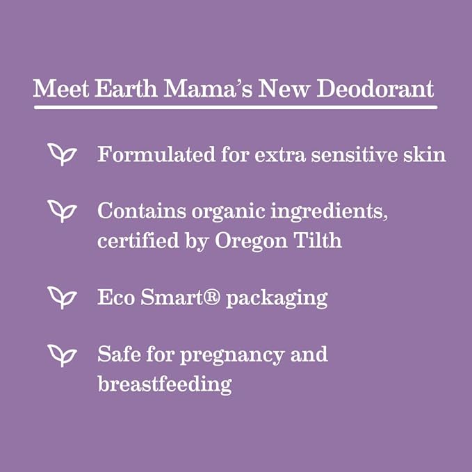 Earth Mama Calming Lavender Deodorant | Safe for Sensitive Skin, Pregnancy and Breastfeeding, Contains Organic Lavender, Calendula and Coconut Oil, No Baking Soda or Aluminum, 2.65-Ounce-Velvo Beauty