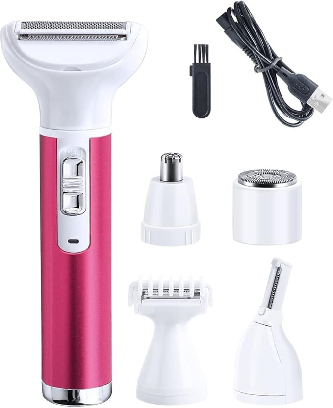 Electric Razor for Women Removal for Body Nose Hair Trimmer Face Shavers Eyebrow Legs Armpit Bikini Area Pubic Underarms Painless Rechargeable Portable 5 in 1 Womens Razors Set-Velvo Beauty