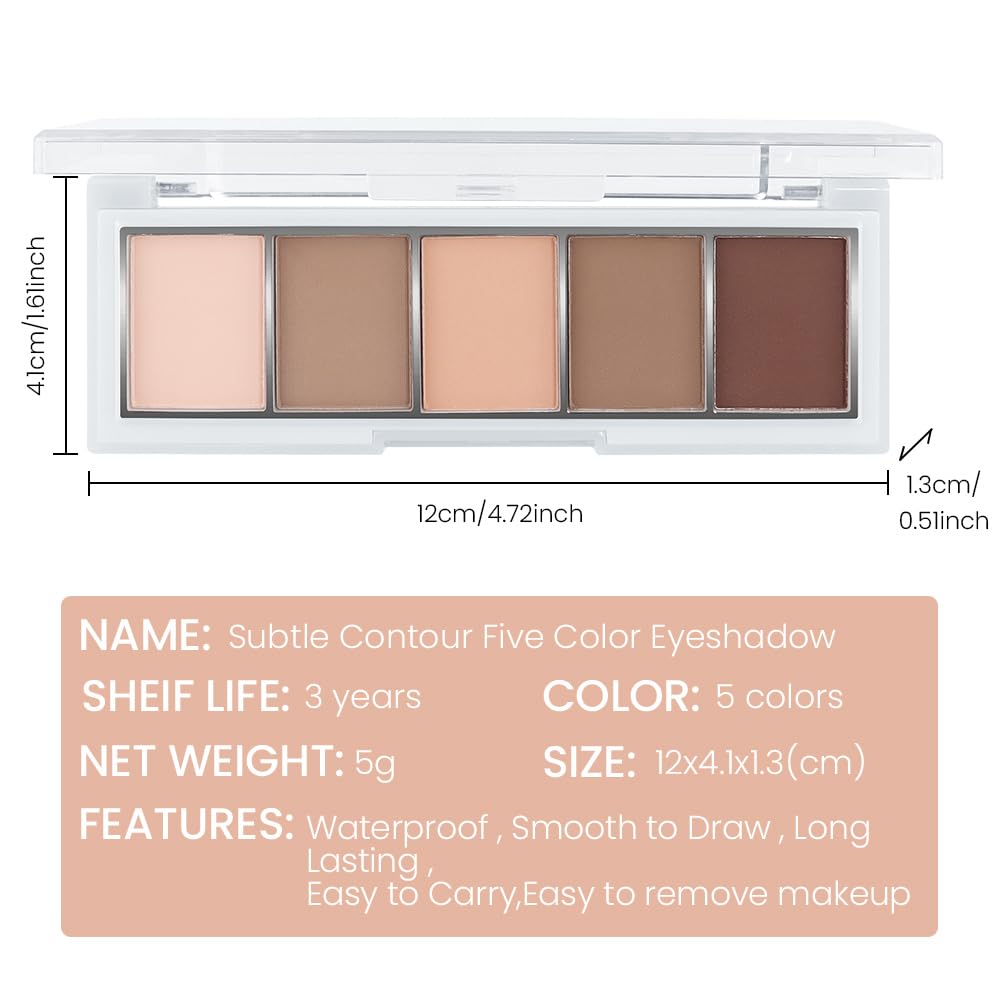 AMY'S DIARY Neutral Nude Brown Eyeshadow Palette Makeup, 5 Colors Cool-Toned Velvety Matte Finish, Nude Taupe Eye Shadows, for Brown Eyes Long Lasting Naturing-Looking (#01)-Velvo Beauty