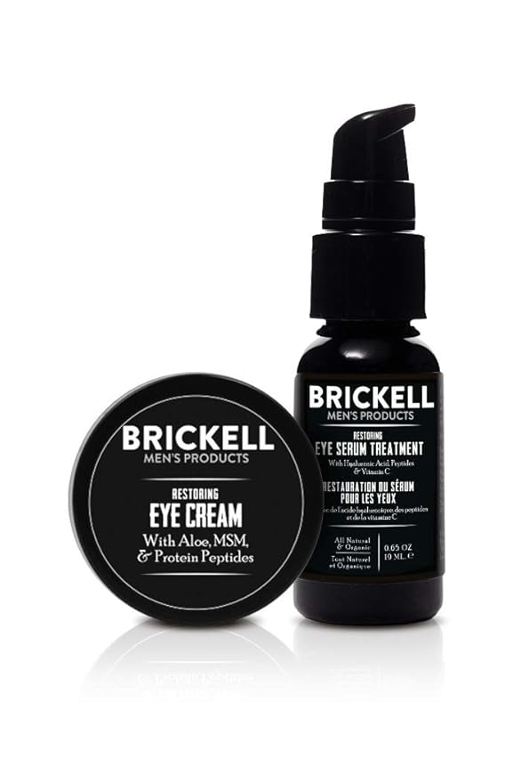 Brickell Men's Restoring Eye Routine for Men, Eye Serum and Eye Cream for Men, Natural and Organic, Unscented, Men's Skin Care Gift Set-Velvo Beauty