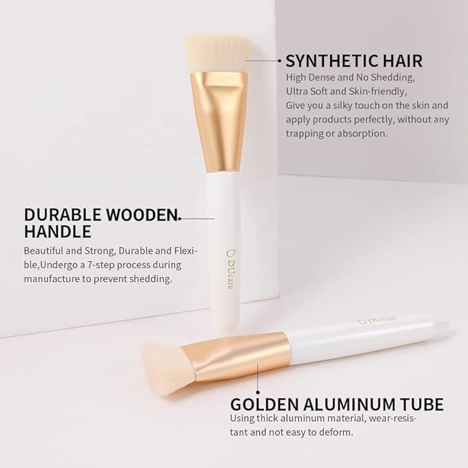 DUcare Contour Brush, Flat Top & Oval Head Face Contouring Brush For Blending & Buffing, Multi-Purpose Face Makeup Brushes for Liquid Foundation/Cream/Facial Mask-Velvo Beauty