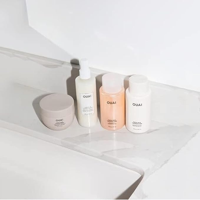 OUAI Thick Hair Shampoo & Conditioner Set, Travel Size - Moisturizing Shampoo & Conditioner - With Keratin, Marshmallow Root, Shea Butter & Avocado Oil - Sulfate, Paraben & Phthalate Free (3 Oz)-Velvo Beauty