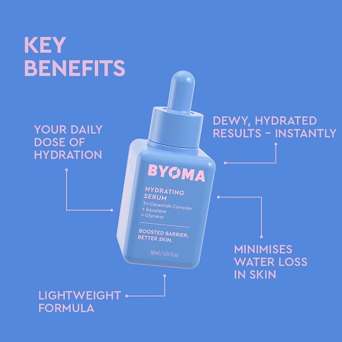 BYOMA Hydrating Serum - Moisturizing Facial Serum with Squalane, Glycerin & Ceramides - Hydrating for Glowing, Dewy Skin - 1.01 fl. oz-Velvo Beauty