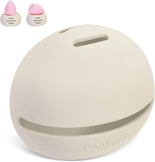 Makeup Sponge Holder Silicone Beauty Sponge Holder Makeup Blender Case for Travel 2 in 1 Stand Storage For Quick Drying White-Velvo Beauty