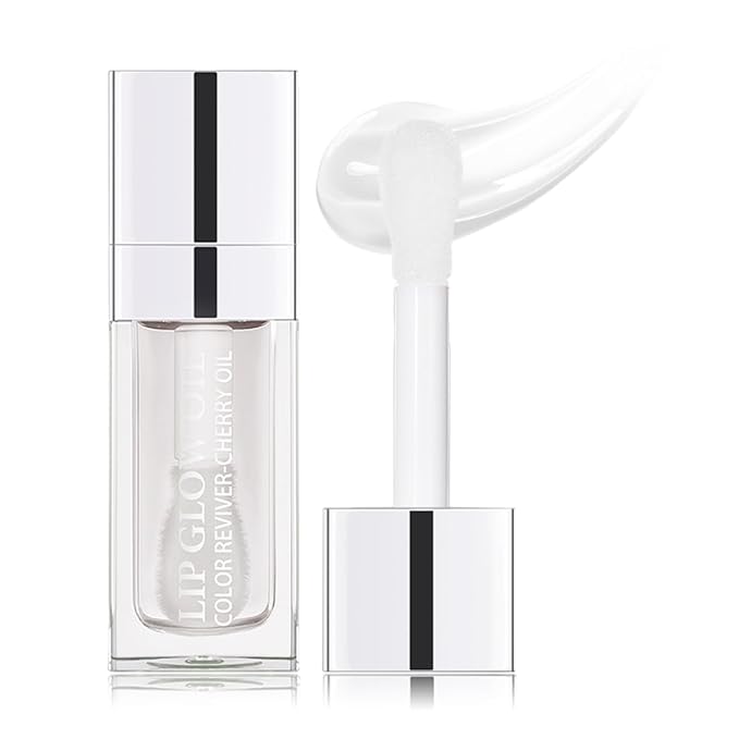 Hydrating Lip Glow Oil Moisturizing Plumping Lip Tint Lip Gloss Transparent Lip Balm Long Lasting Nourishing Repairing Lightening Lip Lines (000# CLEAR)-Velvo Beauty