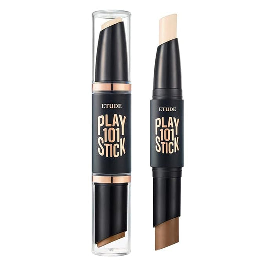 ETUDE Play 101 Stick Contour Duo #2(21AD) | Creamy Shading and Highlighter Duo for Easy Contouring Makeup | Kbeauty-Velvo Beauty