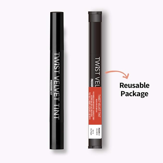 PASSIONCAT Long Lasting Lip Stain for Lips and Cheek Tint | High Pigment Color | lightweight Matte Finish | Weightless | Full Coverage | Twist Velvet Tint #12 (No.12)-Velvo Beauty