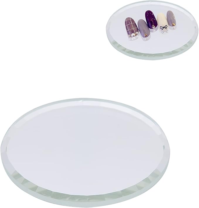 Nail Art Palette, DIY Nail Art Palette Nail Color Mixing Palette Nail Art Manicure Display Drawing Tool Nail Art Plate False Nail Mirror Glass Display Board for Manicure Makeup Paint Art(white)-Velvo Beauty