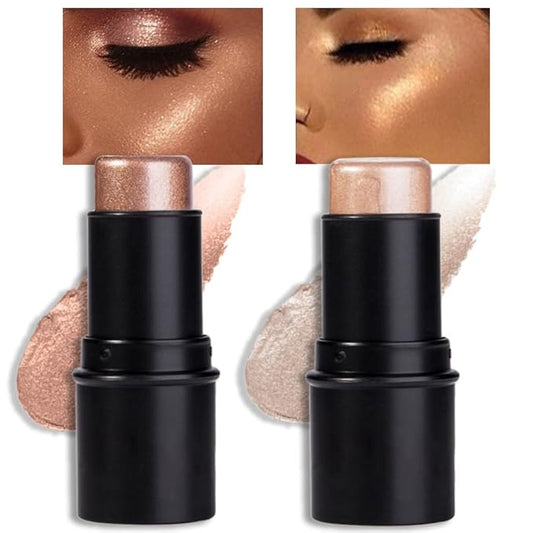 evpct 2Pcs Cream Contour Foundation Stick for Neutral Skin, Highlighter & Bronzer Pen Face Brightens & Shades Pencil Highlighting Shade Longwear Makeup Highlight Bronzer Shaping Trimming Stick, 01&03-Velvo Beauty