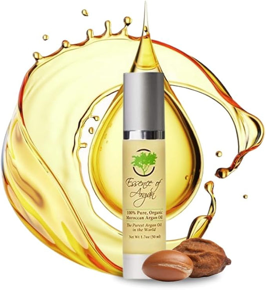 Essence of Argan 100% Pure Moroccan Organic Argan Oil - Natural EcoCert Oil that Nourishes and Conditions Your Skin, Hair and Nails (50ml/1.7oz)-Velvo Beauty