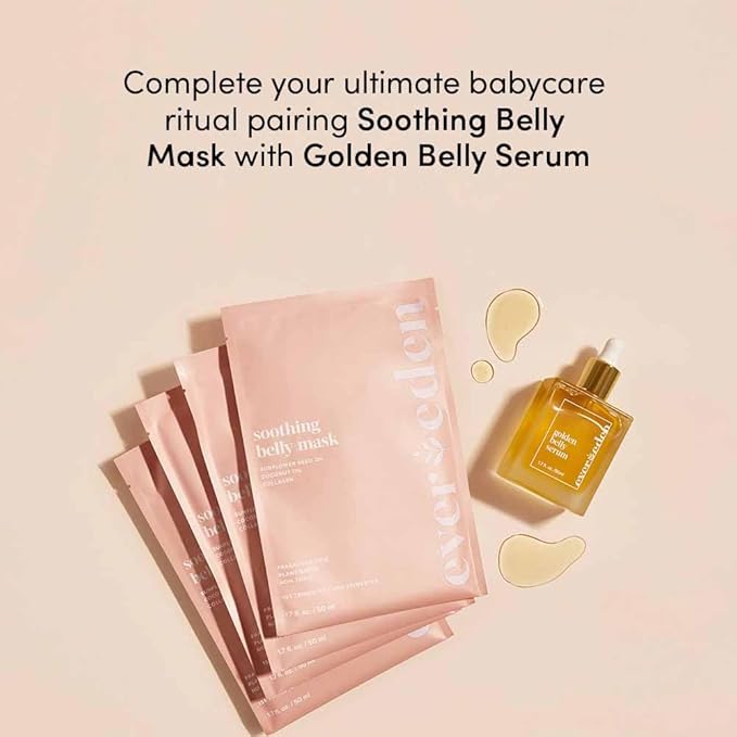 Evereden Soothing Belly Mask - 4 Belly Masks for Pregnant Women 2nd & 3rd Trimester - Hydrating, Nourishing, & Soothing Pregnancy Skin Care Belly Masks - Clean & Vegan Pregnancy & Maternity Products-Velvo Beauty
