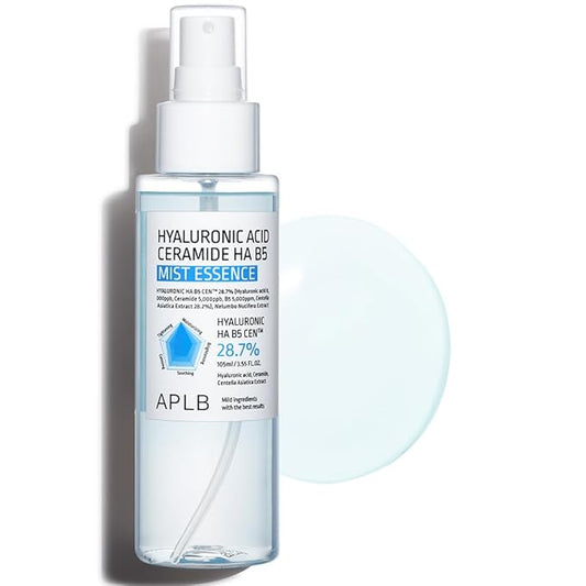 APLB Hyaluronic Acid Ceramide HA B5 Mist Essence | HYALURONIC HA B5 CEN™ 28.7% 3.55 FL.OZ/Korean Skincare, Replenishing moisture, Revitalize for gentle and improve skin texture through Hyaluronic-Velvo Beauty
