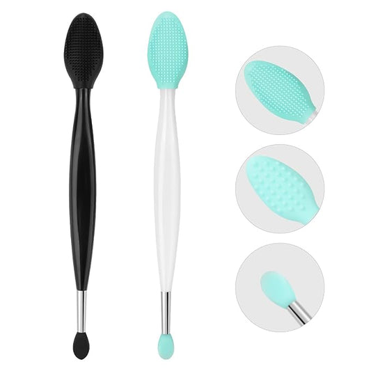 Unaone Lip Scrub Brush - 3 PCS Dual-ended Lip Scrubber Exfoliator and Silicone Lip Brush, 3-in-1 Silicone Lip Scrub Tool Lip Mask Applicator, Gentle Exfoliator & Applicator for Soft-Velvo Beauty