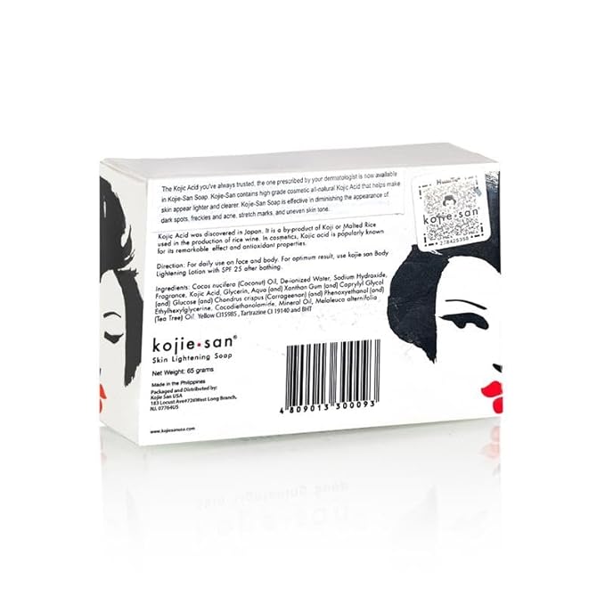 Kojie San Face & Body Shower Set - The Original Kojic Acid Soap, Dark Spot Remover Bar Soap with Coconut & Tea Tree Oil – 65g x 8 Bars with Leafa Soap Net, Brush and Soap Dish-Velvo Beauty