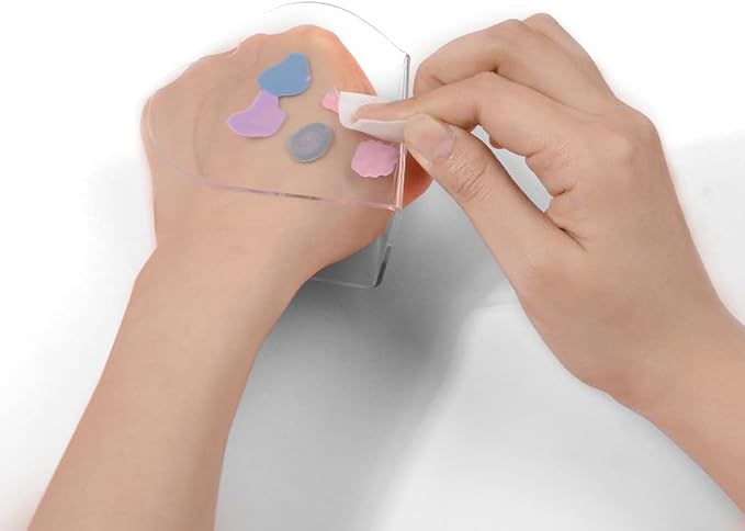3Pcs Clear Handheld Acrylic Palette Heart Shaped Acrylic Nail Color Palette Handheld Makeup Mixing Palette Foundation Mixing Tray Cosmetic Palette for Lipstick Eyeshadow Foundation Color Blending-Velvo Beauty