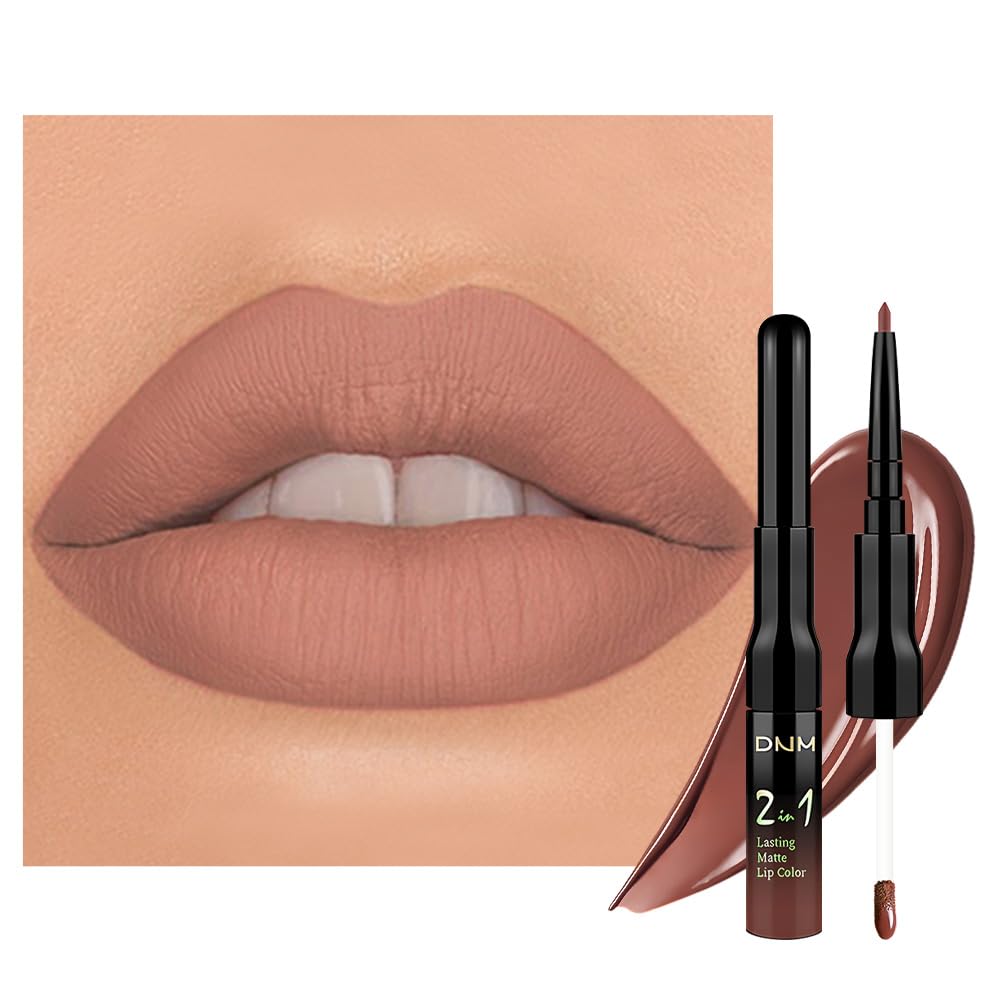 evpct 1Pcs Nuetral Nude Matte Lip Liner & Liquid Lipstick Stain Makeup Set for Women, Nude Lip Liner Stain Long Lasting Waterproof Smudge Proof, Cruelty Free Lip Stick Makeup 24 hours originales, 61-Velvo Beauty