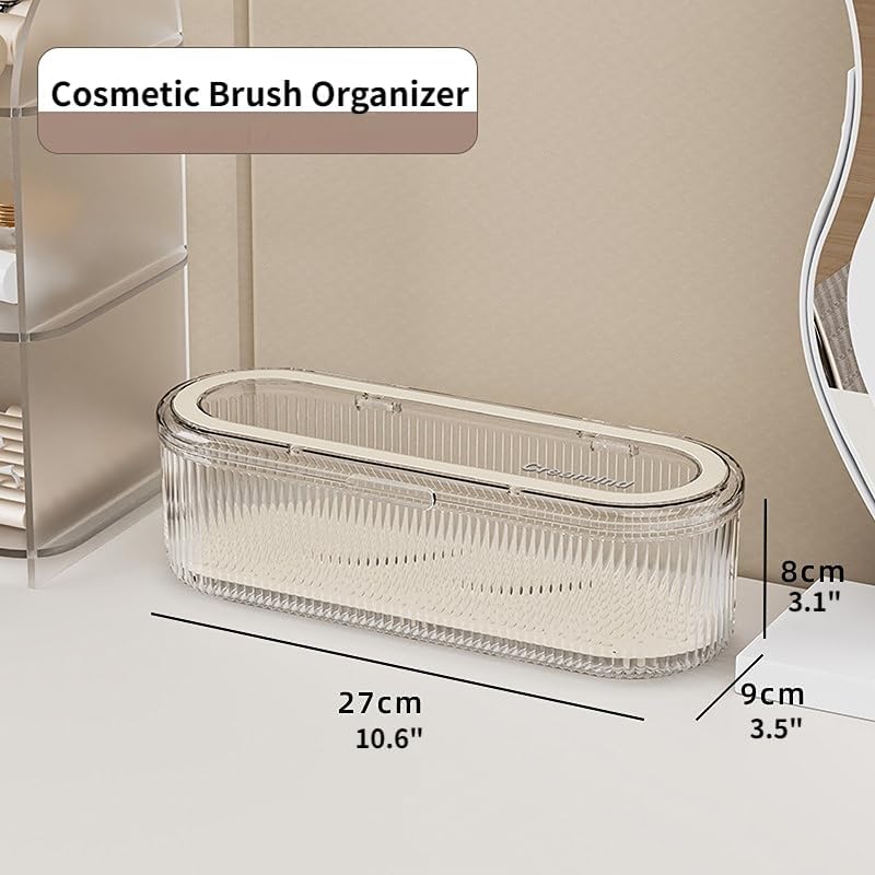 Makeup Brush Holder Organizer Clear Acrylic Makeup Sponges Organizer,Cosmetic Storage Case with Lid Display Case for Vanity (Brush Organizer)-Velvo Beauty