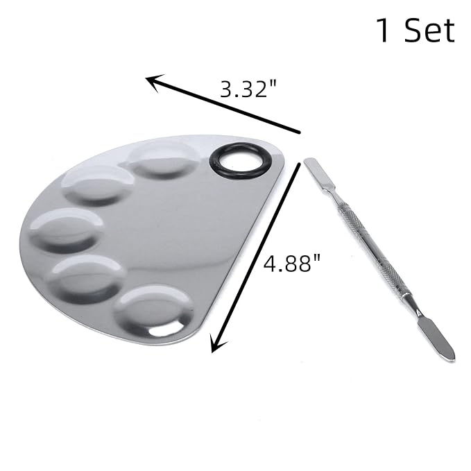 Stainless Steel Professional Beauty Palette,Large Square and Half Moon Color Palette,Silver,with Color Stick,1 SET-Velvo Beauty