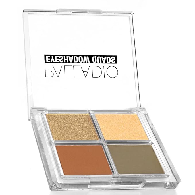 Palladio Eyeshadow Quads, Velvety Pigmented Blendable Matte, Metallic & Shimmer Finishes, Creamy Formula, Four Way Quad Eye Shadow Palette, Talc-Free (Gold Digger)-Velvo Beauty