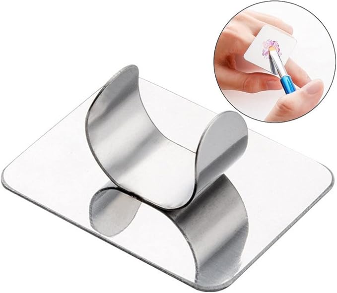 AKOAK 2 Pcs Stainless Steel Square Palette Mini Ring Makeup Palette Nail Blur Painting Tools DIY Nail Art can be Used for Eye Shadow Eyelash Pigment Mix-Velvo Beauty