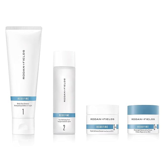 Rodan + Fields Redefine Regimen | Skincare Kit Includes Clay Cleanser, Toner, Triple Defense Cream, & Overnight Cream | Skin Care Gift Set for Women-Velvo Beauty