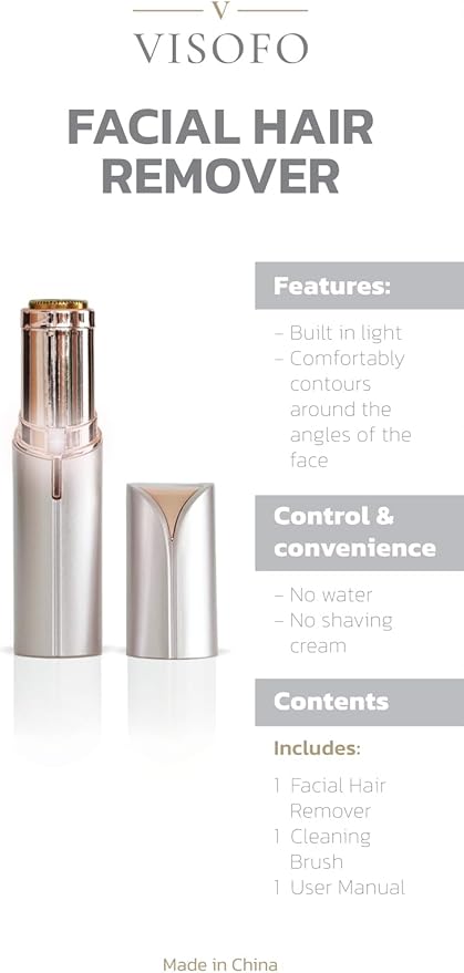 Facial Hair Removal for Women | Electric Razor Device Small Mustache Dermaplaning Remover Tools Tweezers Epilator Trimmer Face Dermaplane Shavers Beauty Gadgets Set Accessories by VISOFO (Andalusite)-Velvo Beauty