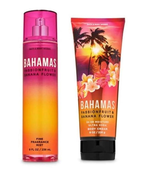 Bath and Body Works - Bahamas Passionfruit & Banana Flower - Fine Fragrance Mist and Ultra Shea Body Cream - Full Size –2020-Velvo Beauty