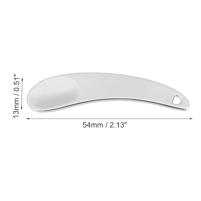 VOCOSTE 4 Pcs Makeup Spatula Mini Spoon, Eye Cream Massage Sticks Beauty Scoop, for Facial Cosmetic Face Cream, Zinc Alloy Moon Shape 2.13"x0.51", Silver Tone-Velvo Beauty