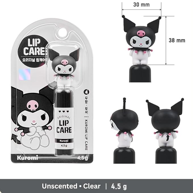 Cute Lip Balm, Adorable Character Lip Balm for Kids, Moisturizing and Nourishing Lip Care with Shea Butter for All Ages, Girls Lip Gloss, Toddler Lip Gloss (Black - Unscented)-Velvo Beauty
