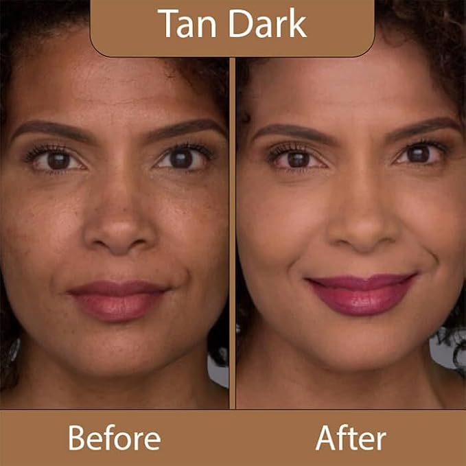 LUMINESS Silk Airbrush Spray Foundation & Buffing Brush Kit – Full Coverage Foundation & Dual-Sided Buffing Brush - Buildable Coverage, Anti-Aging Formula Hydrates & Moisturizes (Shade - Tan Dark)-Velvo Beauty