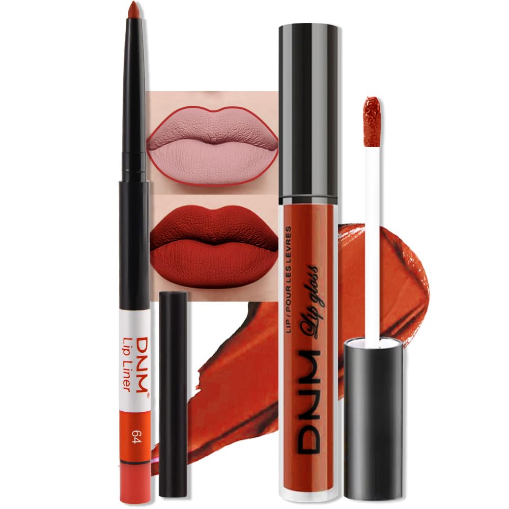 evpct 2Pcs Vivid Red Matte Lip Liner and Lipstick Combo Set for Women, Red Lip Combo Set Liquid Lips Stick Gloss and Lipliner Stain Set Long Lasting Waterproof, Lips Makeup 24 Hours labiales originale-Velvo Beauty