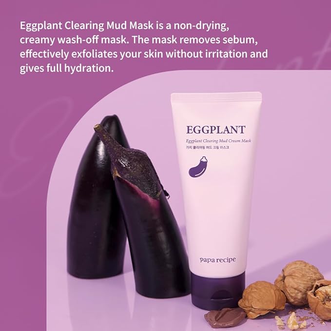 Papa Recipe Kaolin Mud Mask with Eggplant Extract – Hydrating Creamy Clay Mask for Pore Care, Gentle Exfoliation & Daily Use – With 6 Types of Hyaluronic Acid & Cica – Korean Skincare-Velvo Beauty