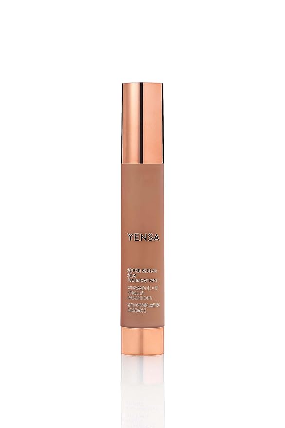 YENSA Super Silk Foundation - Full Coverage, Age-defying complex of Vitamin C, E, Ferulic, and Bakuchiol Oil (Deep 2) 1.0 fl oz-Velvo Beauty