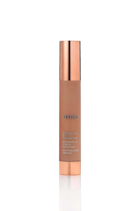 YENSA Super Silk Foundation - Full Coverage, Age-defying complex of Vitamin C, E, Ferulic, and Bakuchiol Oil (Deep 2) 1.0 fl oz-Velvo Beauty