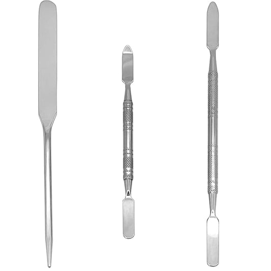Foundation Spatula, 3pcs Stainless Steel Makeup Spatula Mixing Tool Cosmetic Metal Mixer Tool for Professional Color Nail Art Lab Pigment Blending Stick-Velvo Beauty