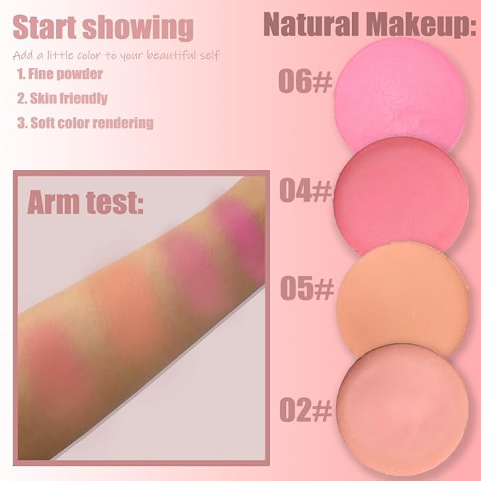 Silky Matte Blush,Blush Powder for Cheeks,Long-Lasting, Natural Look, Powder Blush Palette, Complements All Skin Tones-Velvo Beauty