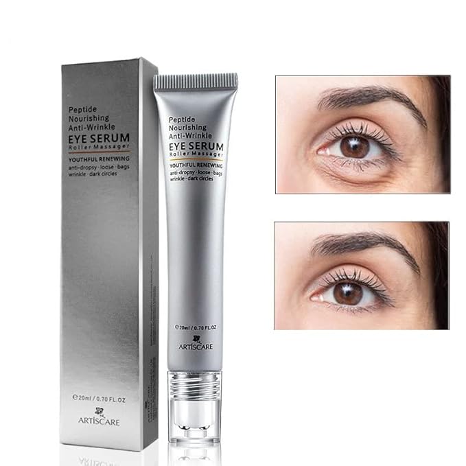 Eye Peptide Serum Eye Massage Roller Nourishing Relieve Loose Eye Bags Dark Circles Eye Skin Care Under Eye Cream for Fine Wrinkles and Puffiness Daily Skincare(Nourishing Grey)-Velvo Beauty