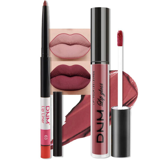 evpct 2Pcs Burgundy Red Matte Lip Liner Lipstick Combo Set for Women, Burgundy Lip Combo Set Liquid Lips Gloss Lipliner Stains Set Long Lasting Waterproof, Lips Makeup 24 Hours labiales originale-Velvo Beauty