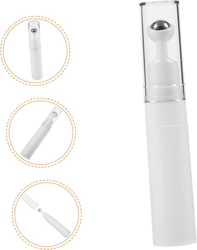 balacoo Creami Buttercream Essential Oil Eye Creams Refillable Cream Bottle Empty Roller Ball Applicator Eye Cream Applicator White Portable Acrylic Dispensing Bottle Travel-Velvo Beauty
