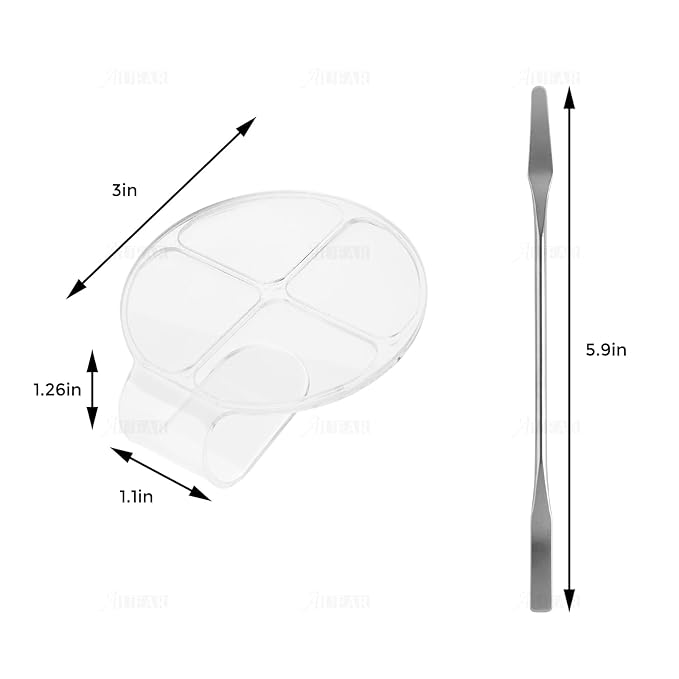 AUEAR, 2 Pack Hand Makeup Mixing Palette Handheld Palette Clear Makeup Cosmetic Palette Nail Art Manicure Palette with 2 Pieces Spatula for Mixing Foundation-Velvo Beauty