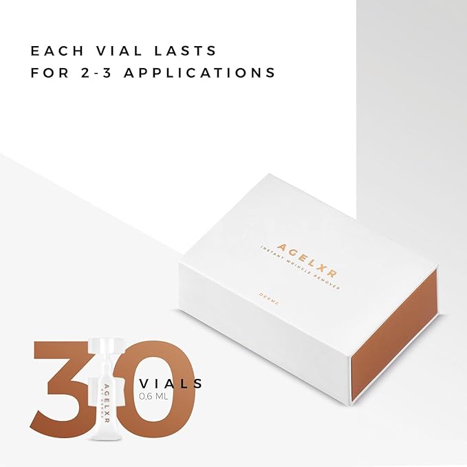 AGELXR - Instant Wrinkle Remover - Quickly Tightens Wrinkles, Fine Lines and Diminishes Puffy Eyes. Instant Facelift Serum - Anti-Aging Formula with Argireline® (30 Vials)-Velvo Beauty