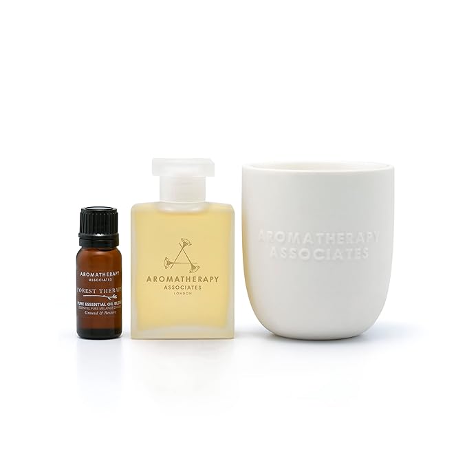 Aromatherapy Associates Moment of Grounding. Luxurious Holiday Gift Set Includes Forest Therapy Bath & Shower Gel, Pure Essential Oil Blend, and Candle (1 count)-Velvo Beauty