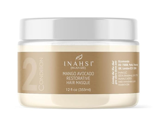 Mango Avocado Restorative Hair Masque | Deep Conditioner for Men, Women & Kids with Curly Hair | Hair Products for Natural Curls - 12 oz | Made in the USA-Velvo Beauty