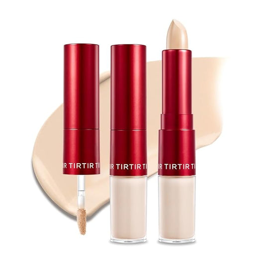 TIRTIR Glide&Hide Blurring Concealer - Creamy texture, Conceals dark circles and wrinkles, Dual formula (liquid tip & balm stick), Long-lasting wear, Korean Makeup, #1.5W, 0.28 Oz-Velvo Beauty