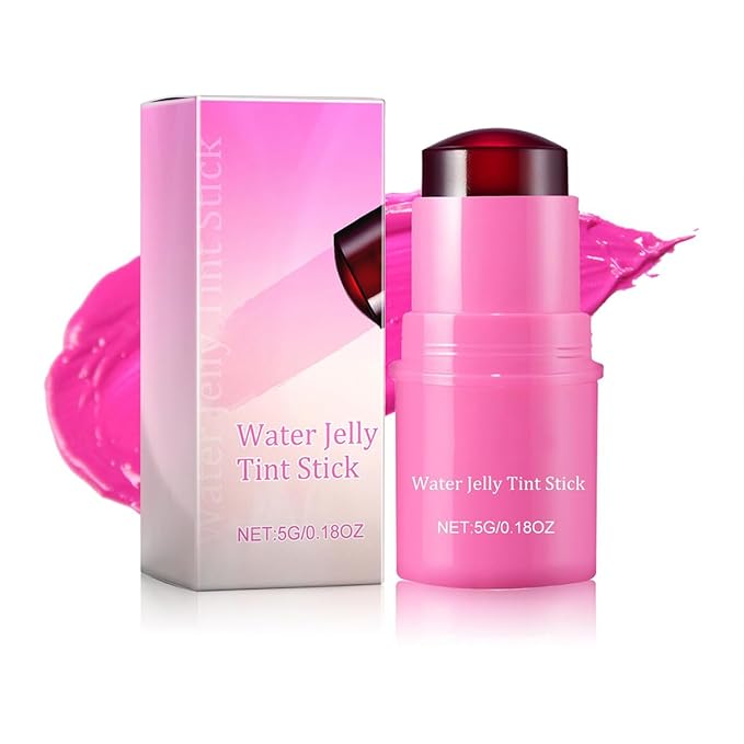 Milk Cooling Water Jelly Tint Blush Stick Face Makeup, Sheer Lip & Cheek Stain, Buildable Watercolor Finish,Vegan, Cruelty Free - 0.18 fl oz (POPPY PINK)-Velvo Beauty