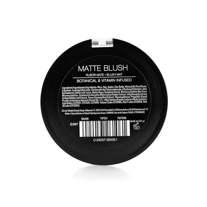 Palladio Matte Blush, Brushes onto Cheeks Smoothly, Soft Matte Look and Even Finish, Flawless Velvety Coverage, Effortless Blending Makeup, Flatters the Face, Convenient Compact, Tipsy-Velvo Beauty