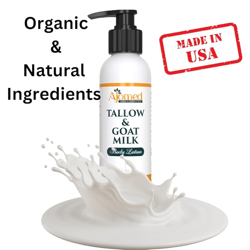 Grass Fed Beef Tallow & Goat Milk Body Lotion for Sensitive Skin, Organic Tallow Lotion - Soothes Dry Patches, Goat Milk Moisturizer - Handmade Tallow Body Lotion (Oatmeal & Honey, 8 Oz)-Velvo Beauty