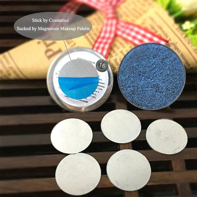 50pcs Metal stickers adhesive set magnetic strips with adhesive backing iron circles for non-magnetism cosmetic eyeshadow pans aluminum bottom shadow accessories-Velvo Beauty