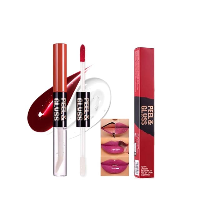 Deep Raspberry Peel Off Lip Gloss Masque,Lip Stain Peel Off Tattoo-Peel Off Lip Tint andLip Oil 2-in-1,Long Lasting Waterproof Transfer-proof Lip Mask Lip Gloss Peel Off Lip Liner,for All SkinType 05#-Velvo Beauty