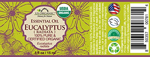 US Organic 100% Pure Eucalyptus Essential Oil (Radiata) - USDA Certified Organic, Steam Distilled - W/Euro droppers (More Size Variations Available) (15 ml / .5 fl oz)-Velvo Beauty